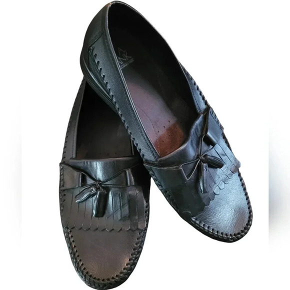 JOS A BANKS Men\'s black leather fringe tassels career preppy loafers shoes 12 main image 13